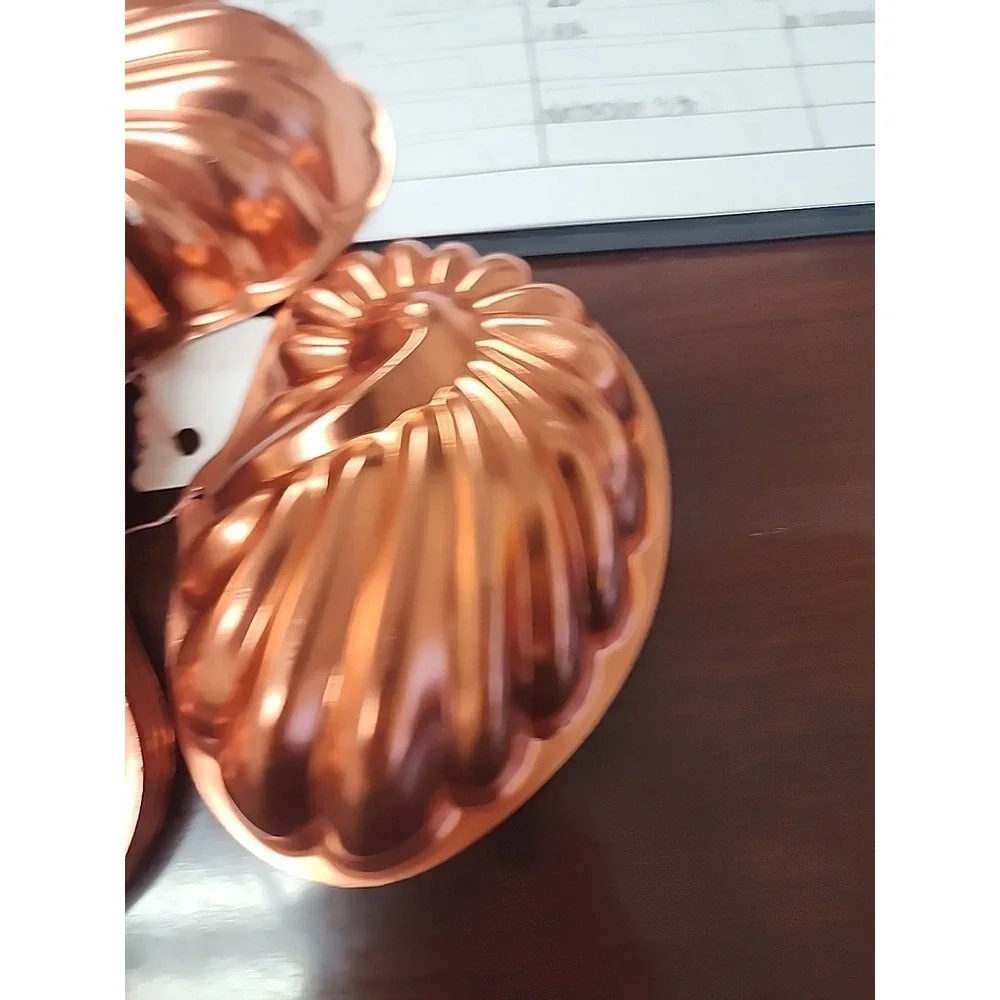 Lot of 7 VTG Mini Aluminum Metal‎ Jello Mold Bundt Pan Tin Copper Tone Shells
